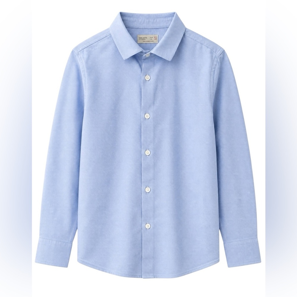 Zara Boys Sky Blue Button-Down Shirt